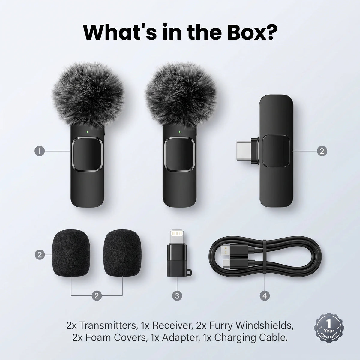 Wireless Lavalier Microphone — USB-C & Lightning