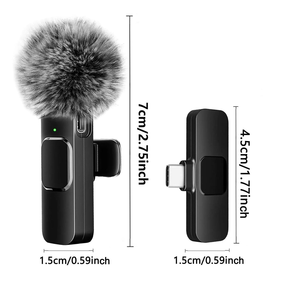 Wireless Lavalier Microphone — USB-C & Lightning