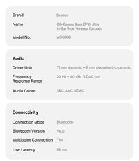 Baseus EP10 Ultra wireless in-ear earbuds with noise cancellation