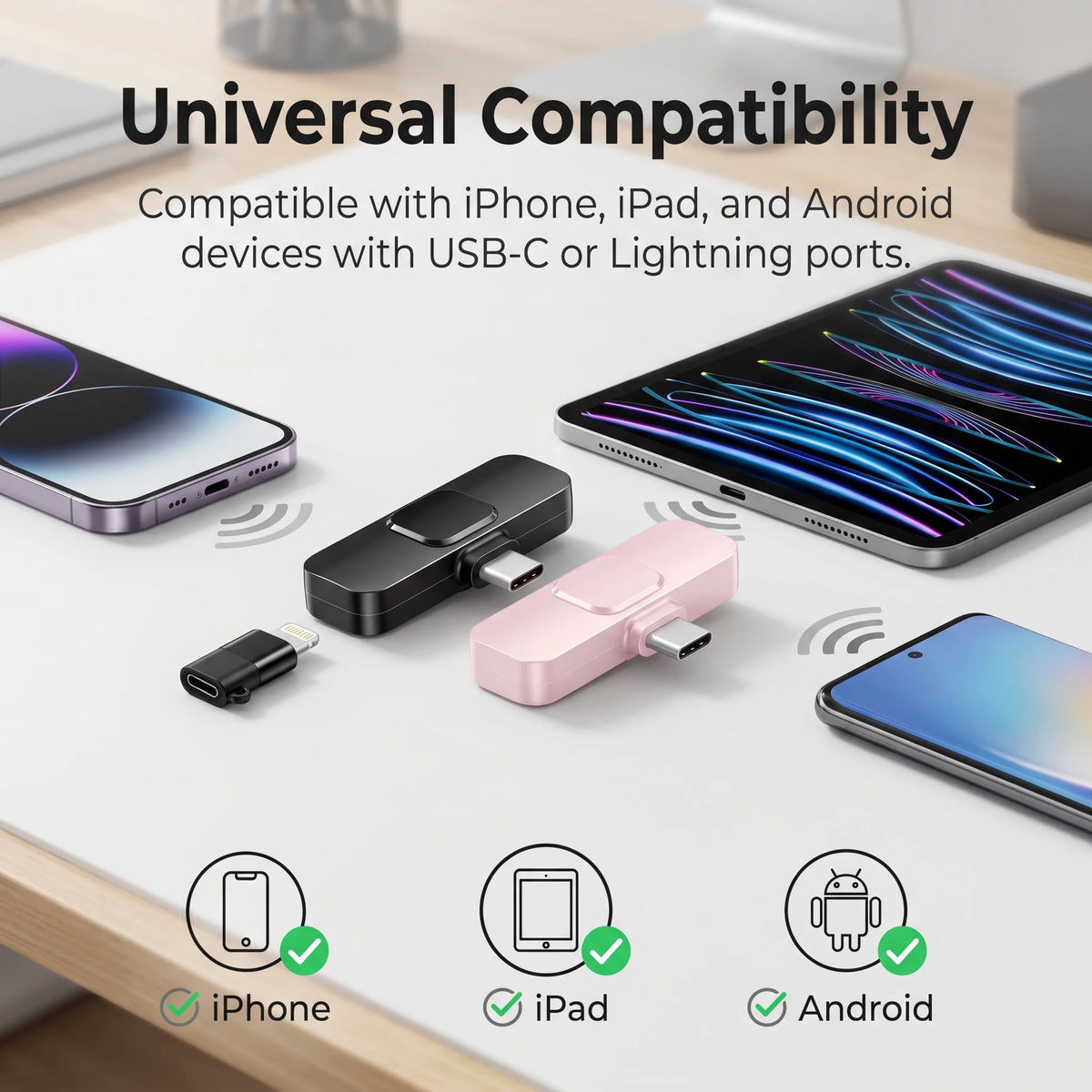 Wireless Lavalier Microphone — USB-C & Lightning