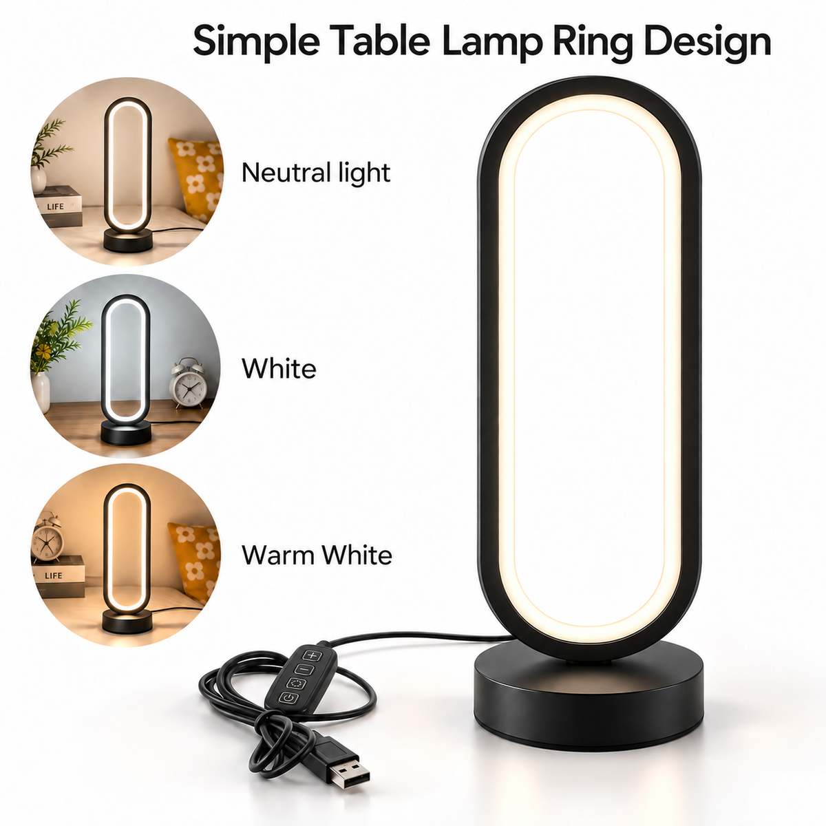 Dimmable LED Ring Table Lamp