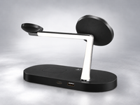 Magnetic 3-in-1 charging stand for compatible phone, smartwatch and earbuds