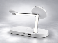 Magnetic 3-in-1 charging stand for compatible phone, smartwatch and earbuds