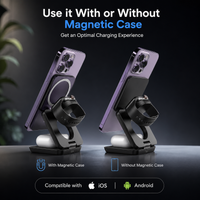 Foldable 3-in-1 magnetic wireless charging station for compatible phone, watch and earbuds