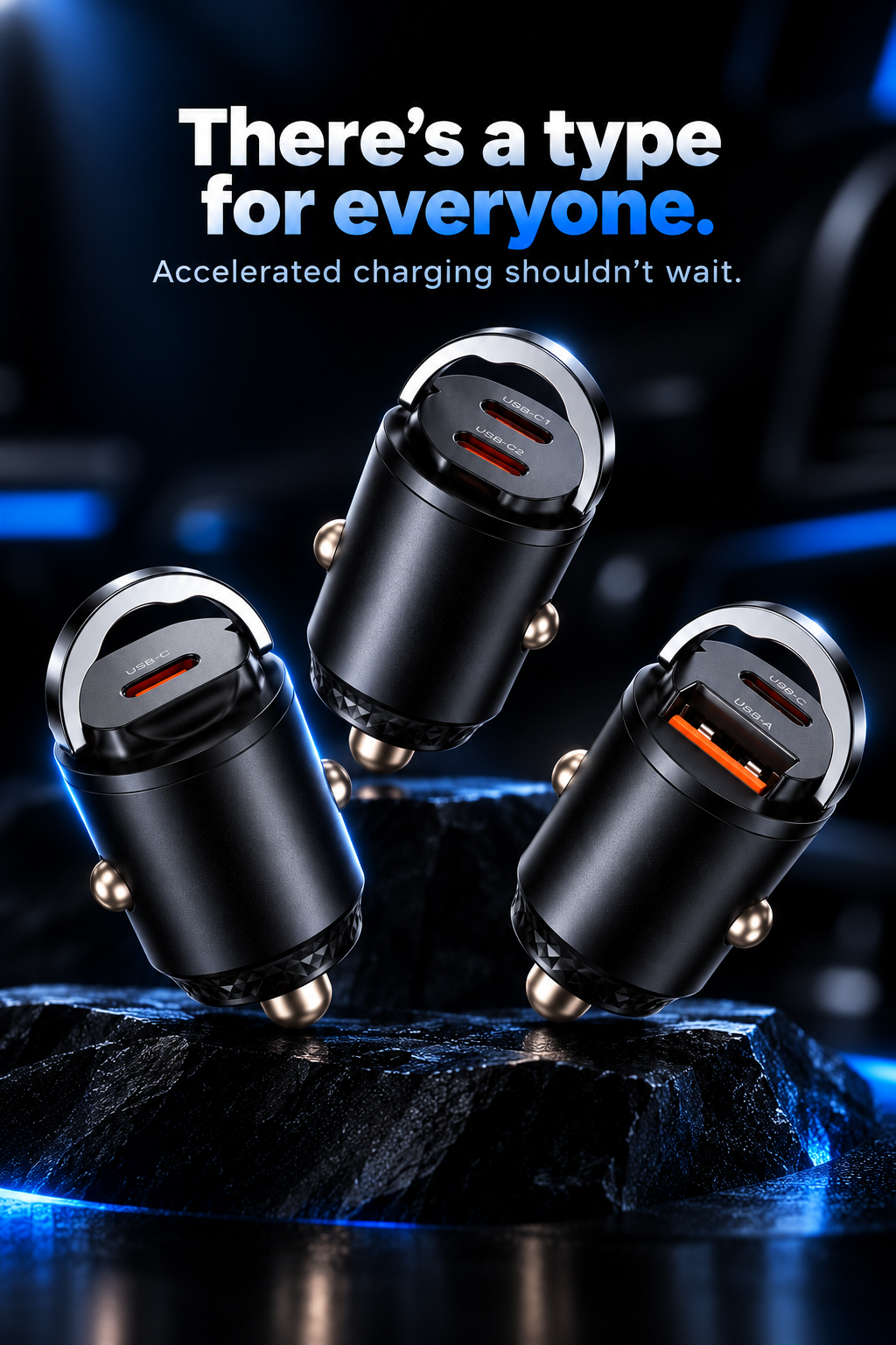 USB-C vehicle charging adapter offered in multiple configurations up to 45W