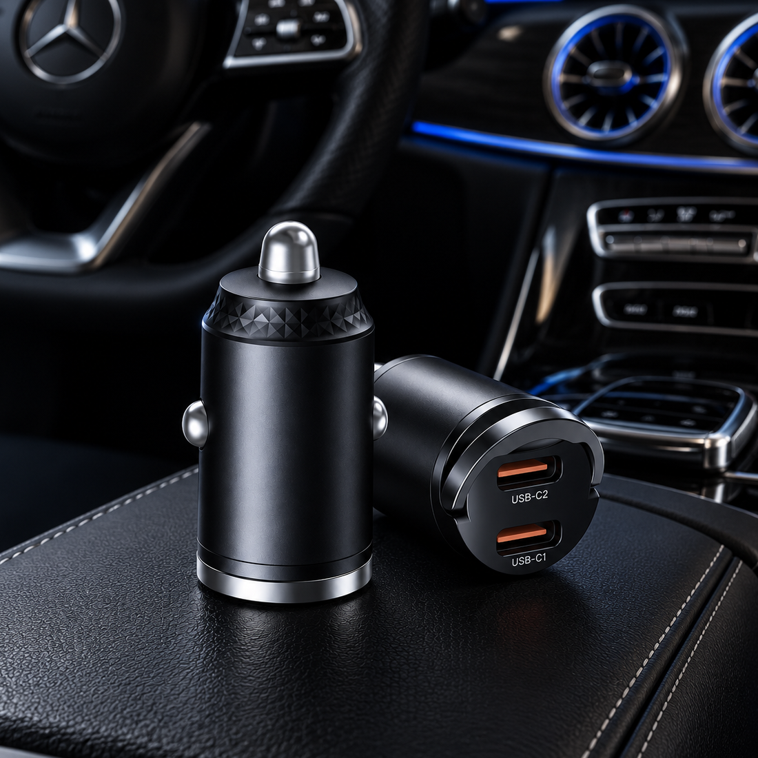 USB-C vehicle charging adapter offered in multiple configurations up to 45W