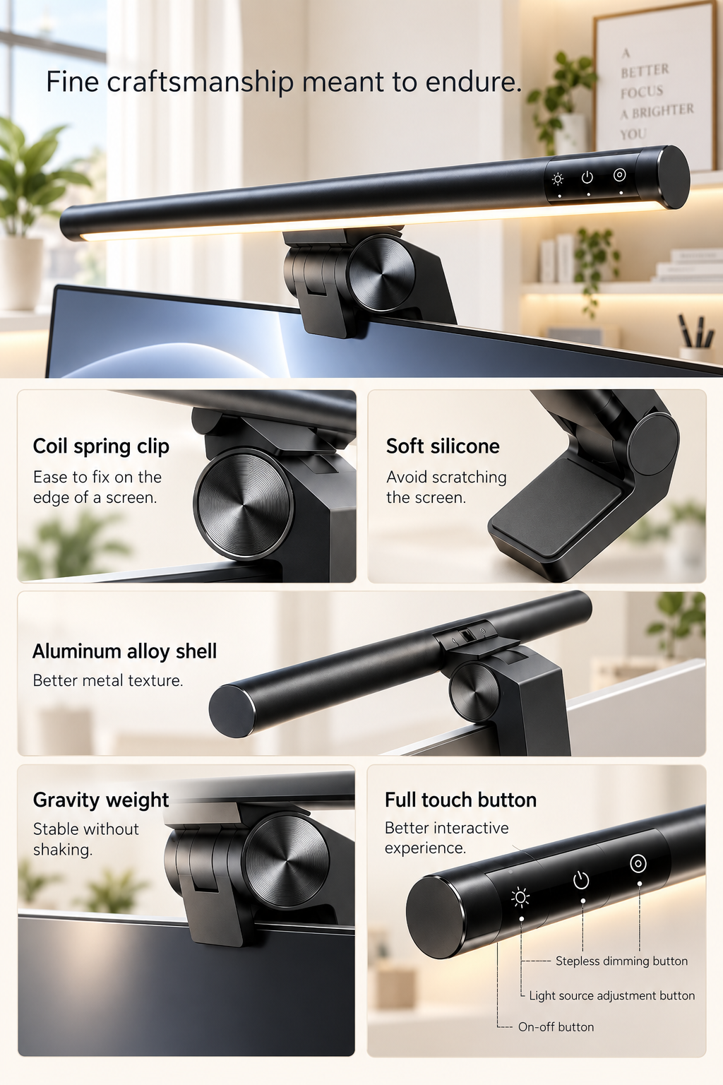 5W Dimmable LED Monitor Light Bar